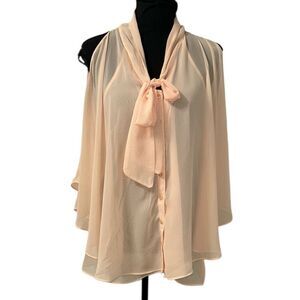 Forever 21 Blush Pink Flowy Sheer Button Down Top(Size Medium)